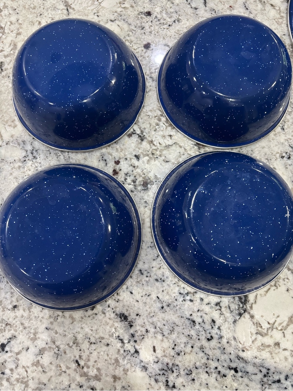 Blue Enamel Speckled Camping Dish Set Vintage Farmhouse Decor - Picture 9 of 16